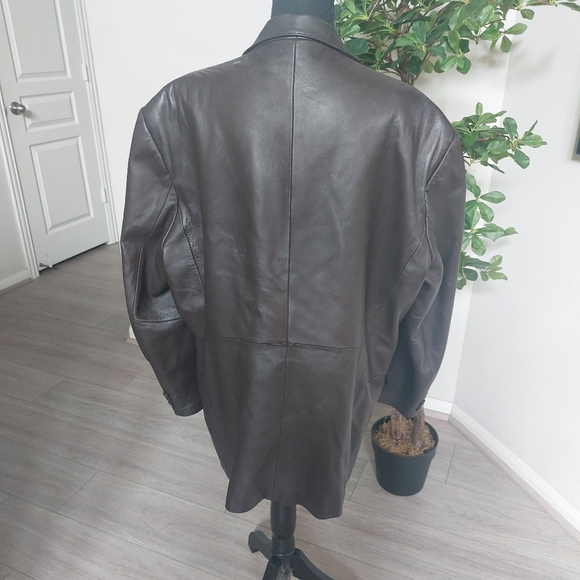 J. FERRAR Women's Oversized Brown Genuine Leather Blazer Jacket Size Large. - Picture 6 of 15